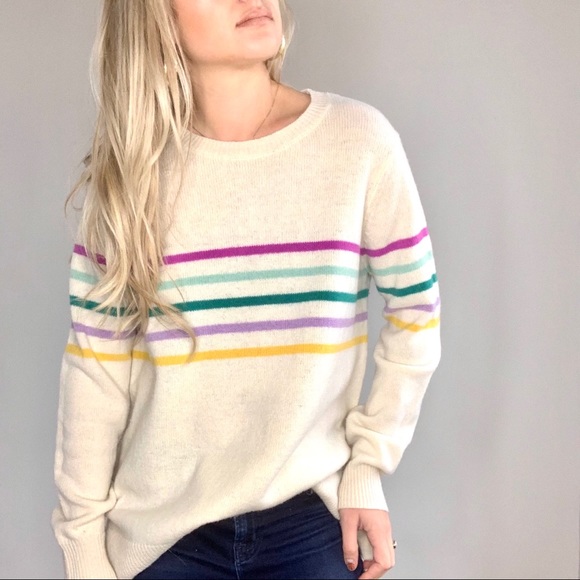 Rainbow Striped Wool Sweater 